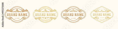 vintage Logo set. emblem design with ornament and decoration vintage style vector illustration design