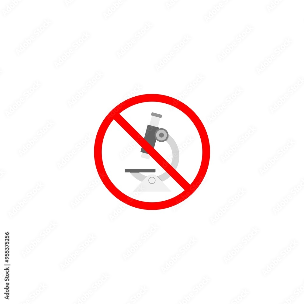 No Microscope icon. Illustration on a white background No Microscope icon. Illustration on a white background