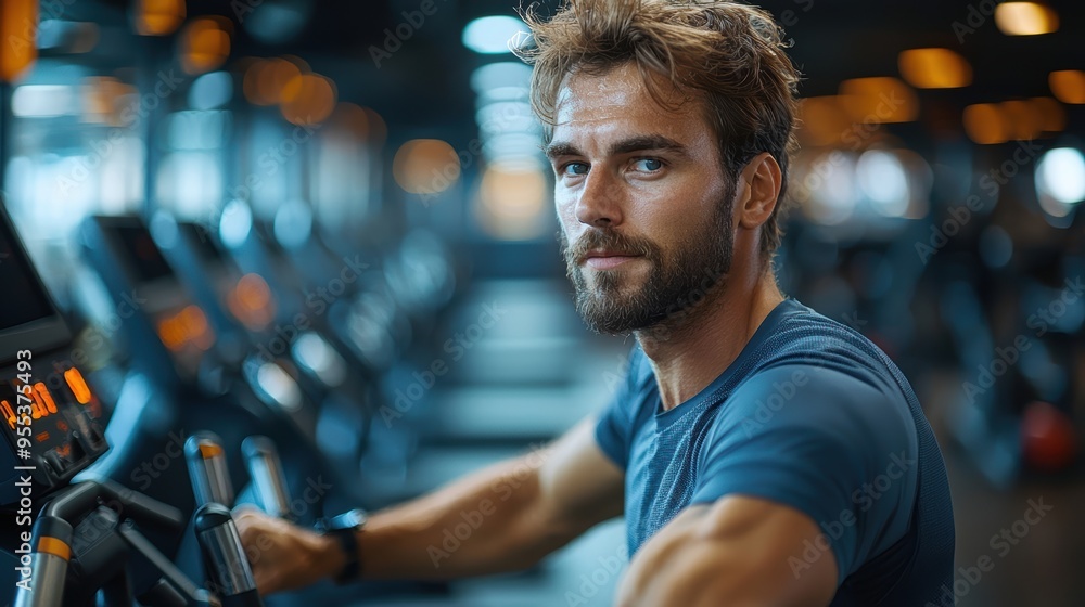 Monitoring Heart Health: Person Using Wearable ECG Monitor During Gym Workout Monitoring Heart Health: Person Using Wearable ECG Monitor During Gym Workout
