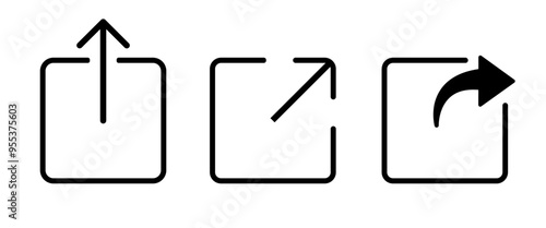 Sharing thin line Icons, Black forward outline symbol, Vector graphic elements for App and Website interface, vector stock