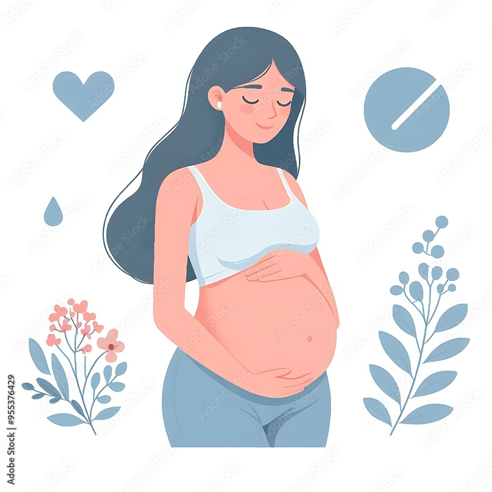 pregnant woman flat style illustration white background isolated pastel colors postcard mother pregnant woman flat style illustration white background isolated pastel colors postcard mother