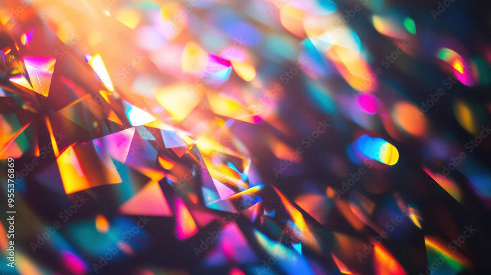Vibrant prism light reflections on a black abstract background Vibrant prism light reflections on a black abstract background