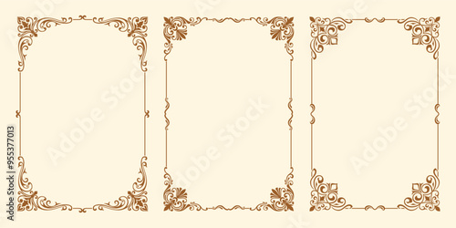 decorative corner frame square border frame border line greeting card invitation card product label