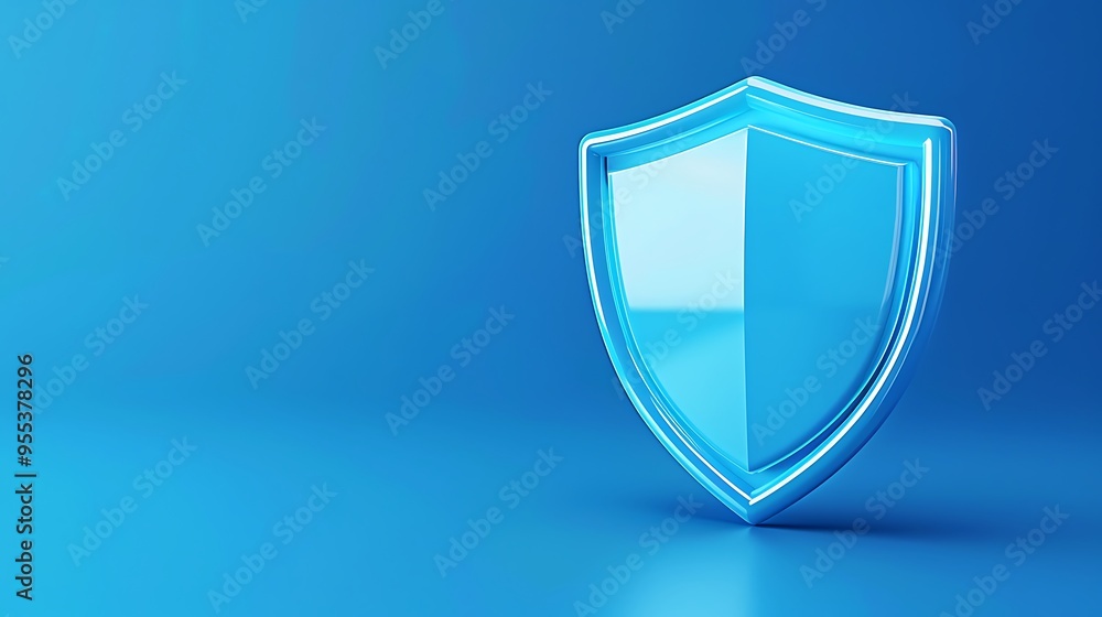 Blue shield icon on a gradient blue background, symbolizing security and protection in a digital context. Blue shield icon on a gradient blue background, symbolizing security and protection in a digital context.
