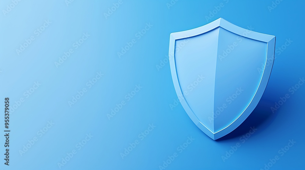Blue shield icon symbolizing security and protection on a light blue gradient background, emphasizing digital safety and safeguard. Blue shield icon symbolizing security and protection on a light blue gradient background, emphasizing digital safety and safeguard.
