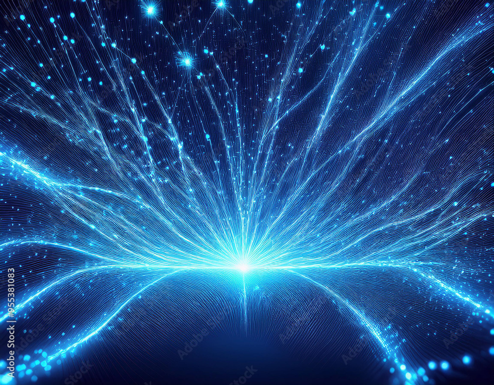 Naklejka premium Dynamic Blue Electric Pulses Futuristic Abstract Tech Background with Vibrant Glowing Energy