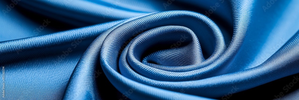 A close-up shot of a smooth, textured blue fabric, creating a swirling pattern. The fabric is soft and luxurious, symbolizing elegance, sophistication, tranquility, and serenity. It can be used for va A close-up shot of a smooth, textured blue fabric, creating a swirling pattern. The fabric is soft and luxurious, symbolizing elegance, sophistication, tranquility, and serenity. It can be used for va
