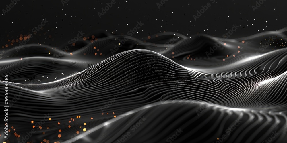 Close up of black abstract waves with a smooth, textured surface ...