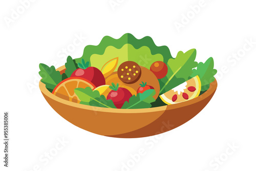 Mexican Cuisine with Veggie Salad Vector illustration on white background