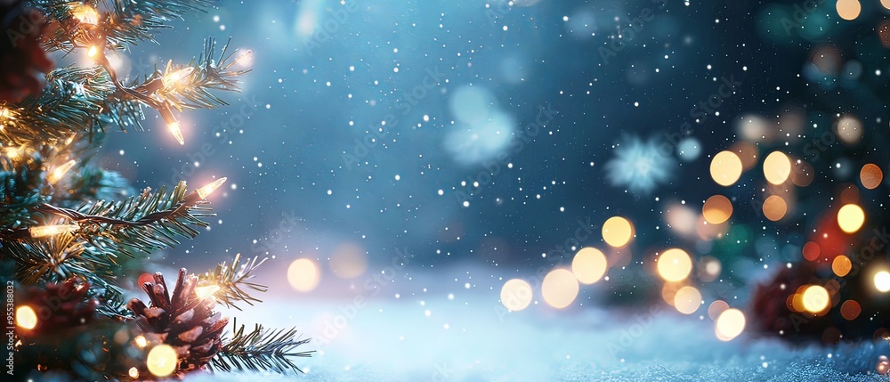 Festive Winter Lights and Abstract Holiday Background with Sparkling Festive Winter Lights and Abstract Holiday Background with Sparkling