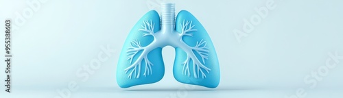 A stylized depiction of human lungs, showcasing intricate branching structures against a soft blue background for educational purposes.