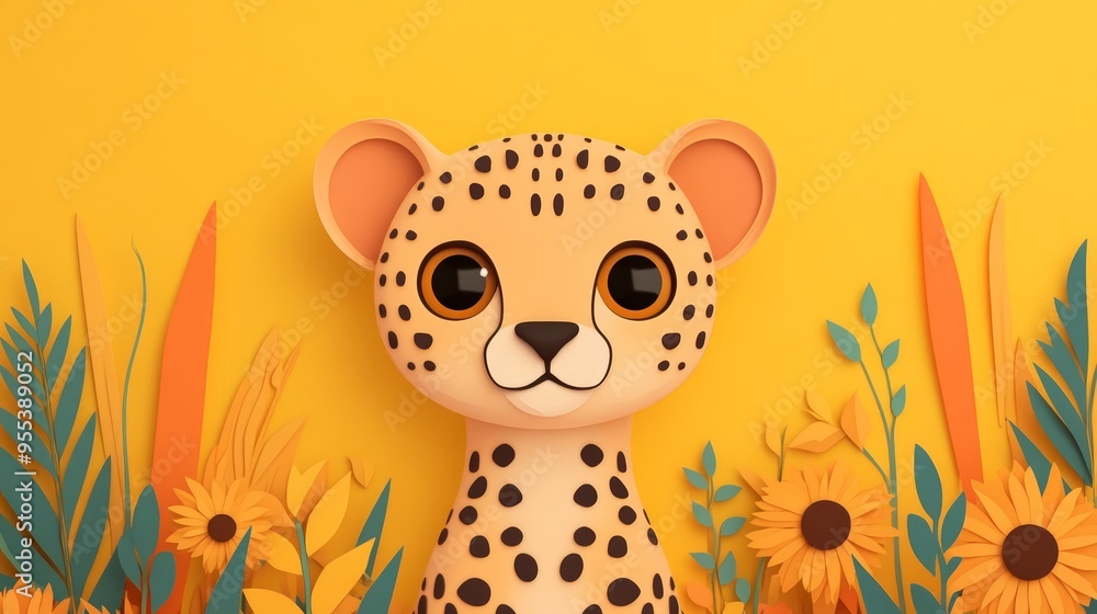 Lovely baby cheetah in a savannah scene Lovely baby cheetah in a savannah scene