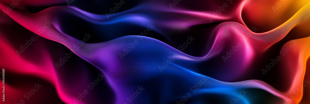 Obraz premium A mesmerizing abstract background featuring vibrant, flowing gradients in a mesh pattern. The smooth color transitions create a dynamic and elegant visual, perfect for modern designs and presentation