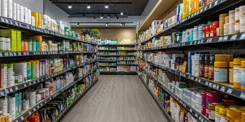 Wallpaper Mural Drugstore Aisle with Colorful Display of Natural Health Products and Supplements Torontodigital.ca