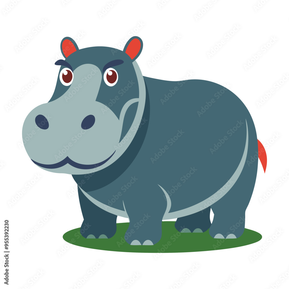 Fototapeta premium Hippopotamus color vector illustration style design