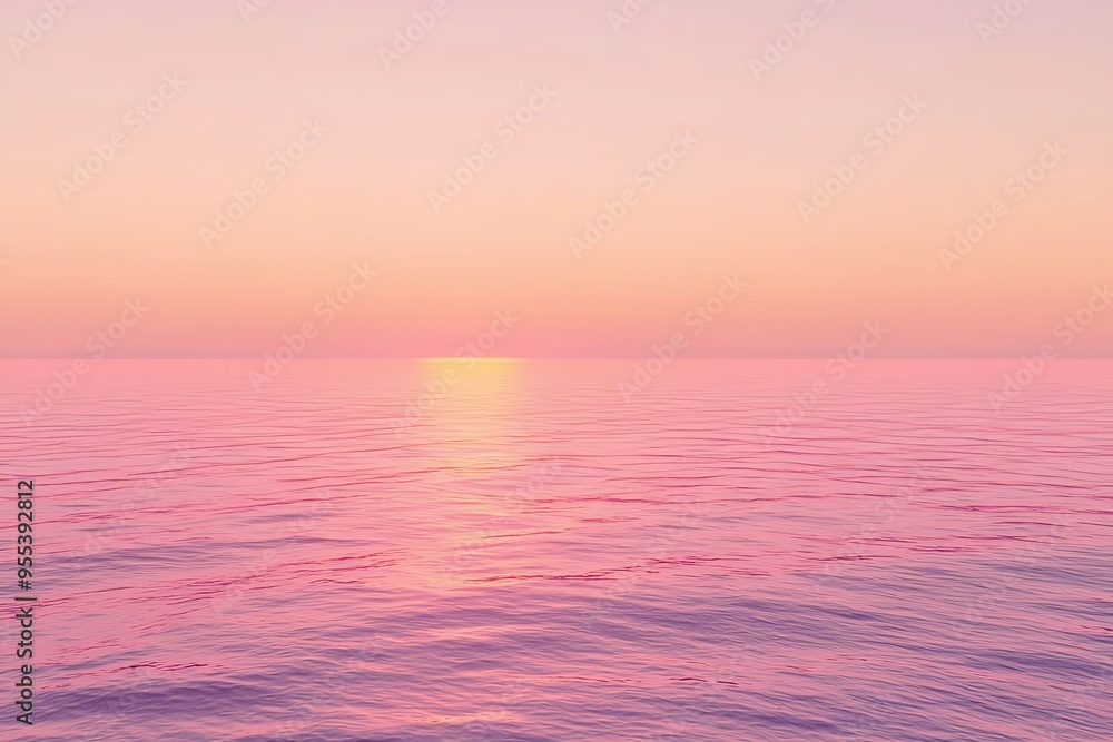 Tranquil Pink Sunset Over Serene Ocean Horizon Tranquil Pink Sunset Over Serene Ocean Horizon