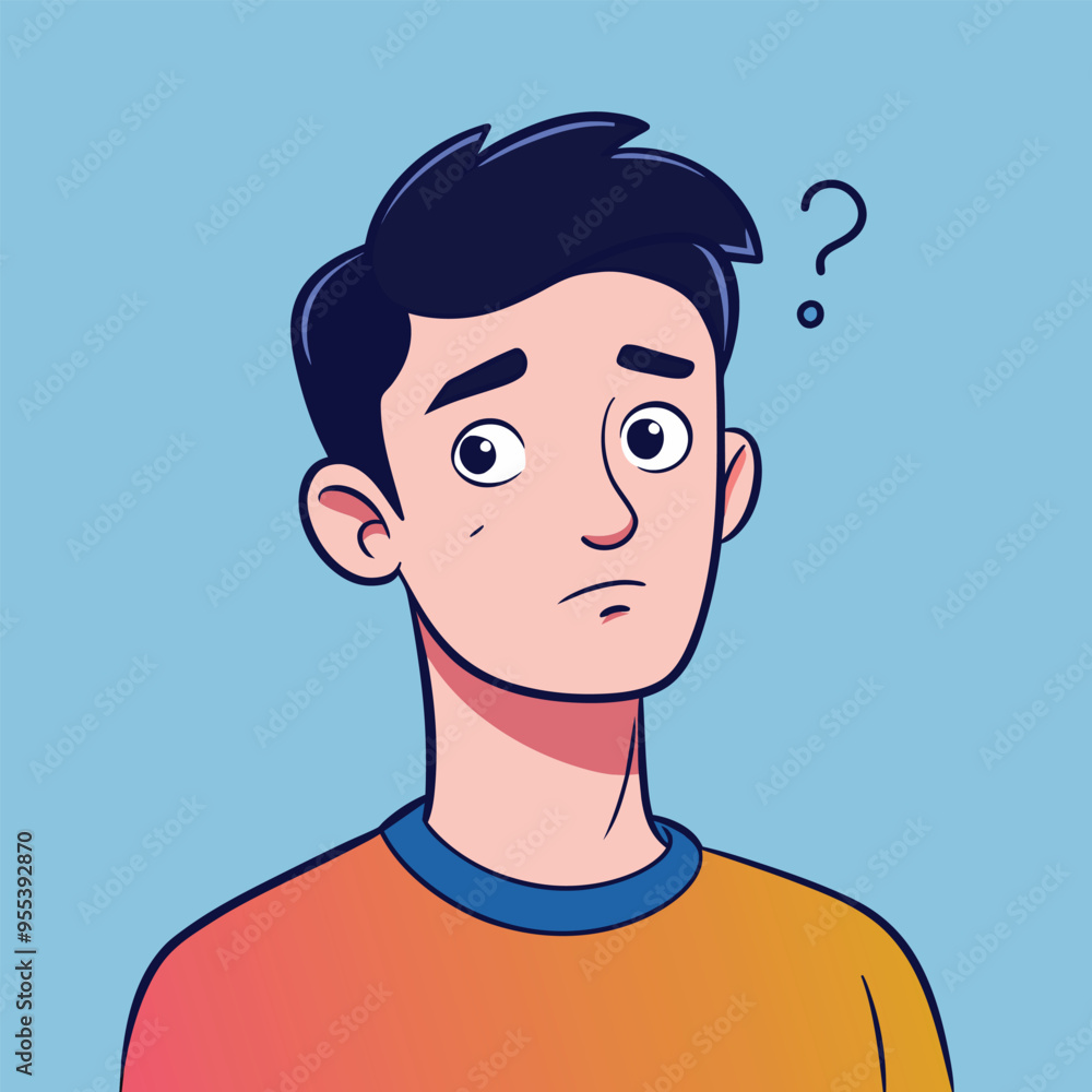 Man cartoon character facial expression showing vector illustration