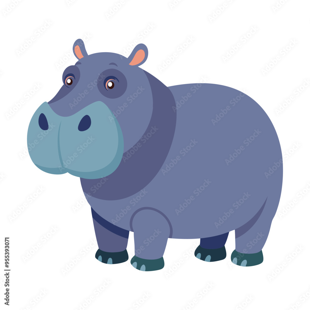 Fototapeta premium Hippopotamus color vector illustration style design