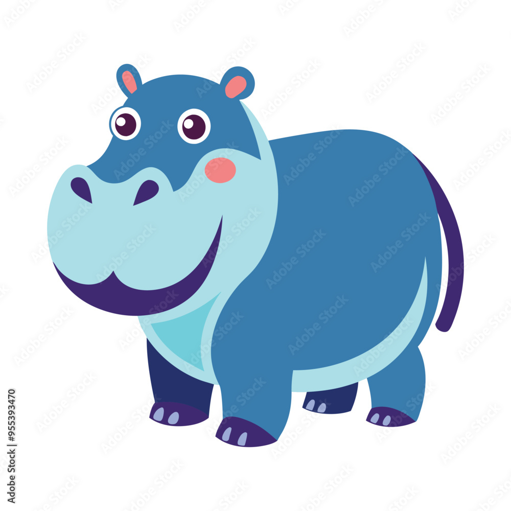 Fototapeta premium Hippopotamus color vector illustration style design
