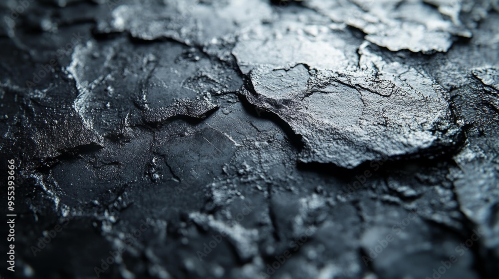 Close-up of Cracked Dark Rock Surface Generative AI Close-up of Cracked Dark Rock Surface Generative AI