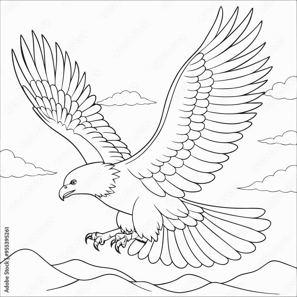 Fototapeta premium Soaring Eagle line art