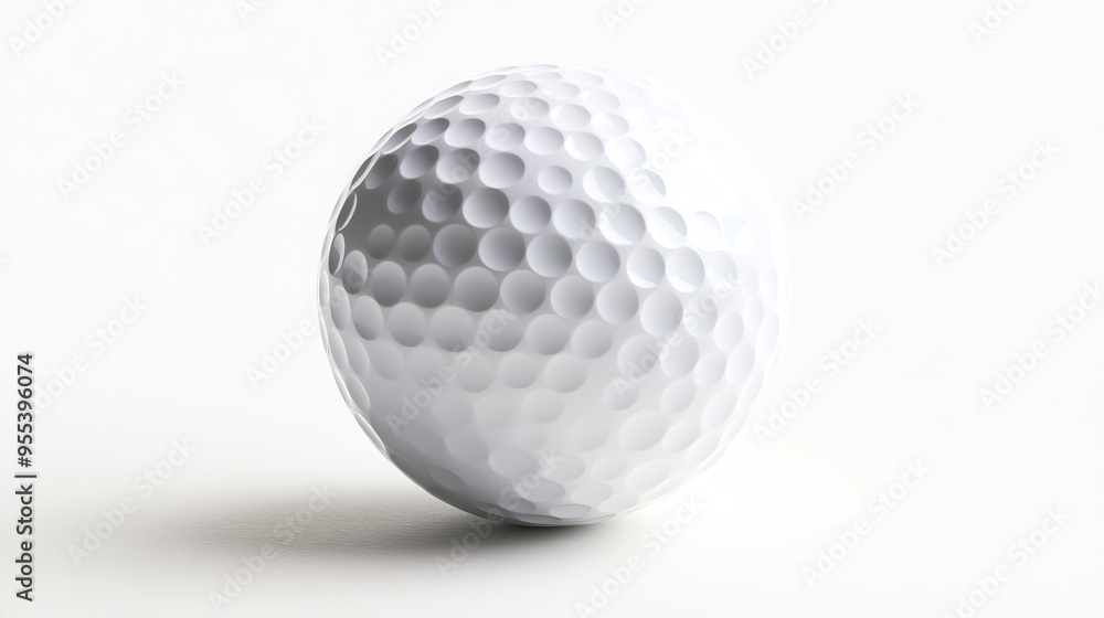 A golf ball rests isolated against a stark white background, inviting the viewer to contemplate its pristine surface and precise dimples, symbols of both precision and the pursuit of perfection A golf ball rests isolated against a stark white background, inviting the viewer to contemplate its pristine surface and precise dimples, symbols of both precision and the pursuit of perfection