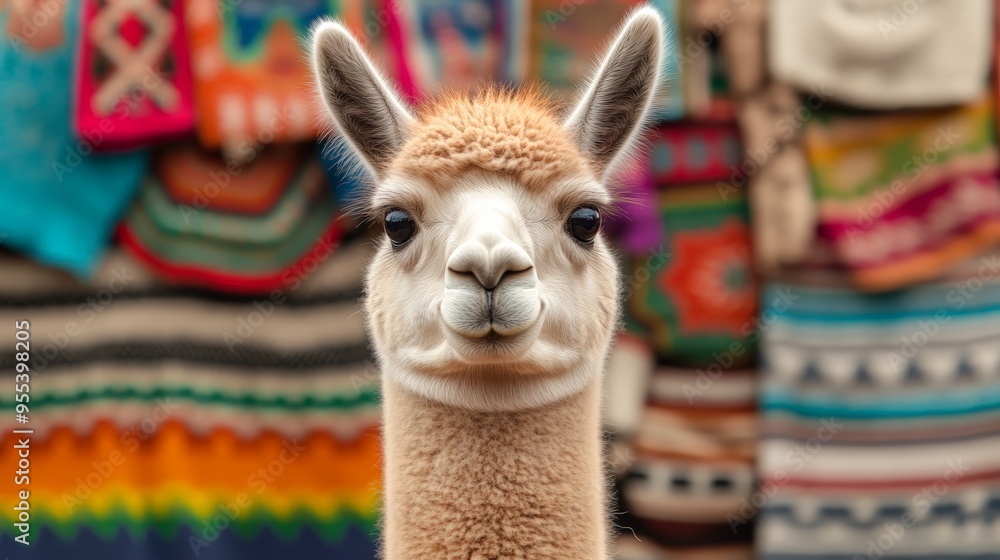 Obraz premium Sweet baby llama in Andean highlands