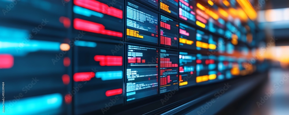 Abstract digital data display with colorful lines and patterns. Abstract digital data display with colorful lines and patterns.