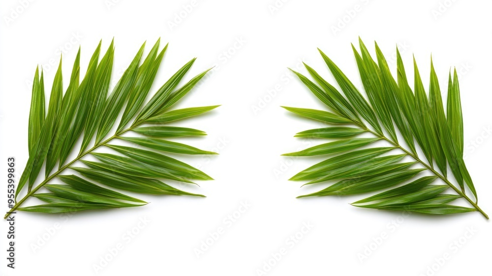 Delicate teal palm leaves frame the top of a clean white background, providing a minimalist aesthetic with plenty of empty space suitable for text or graphics Delicate teal palm leaves frame the top of a clean white background, providing a minimalist aesthetic with plenty of empty space suitable for text or graphics