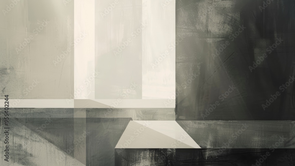Abstract Geometric Composition in Grey and White Tones Abstract Geometric Composition in Grey and White Tones
