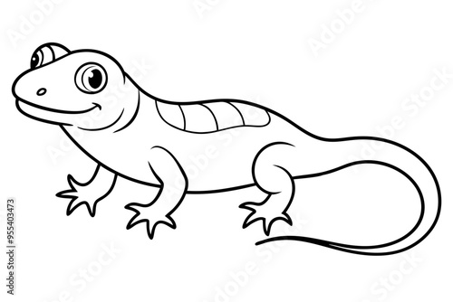 Cute Lizard Vector Art on White Background