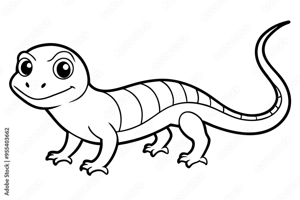 Obraz premium Cute Lizard Vector Art on White Background