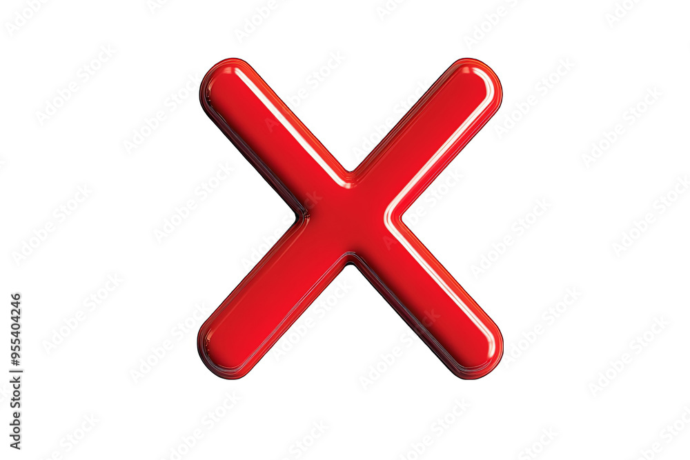 Fototapeta premium A red, glossy, 3D letter X.