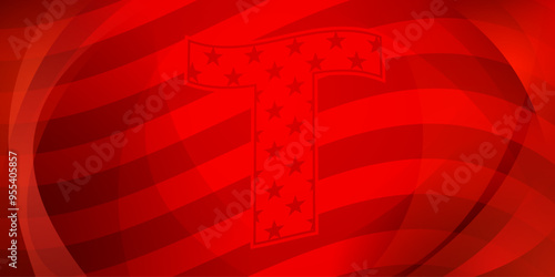 US presidential elections abstract background with elements of the american flag and large letter T in red colors