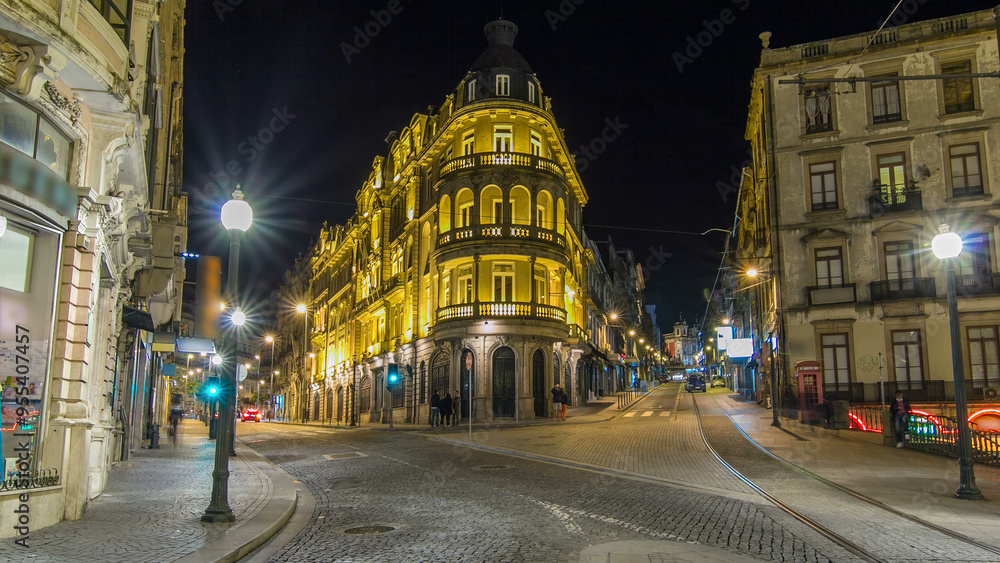 Naklejka premium The crossroads near the Sao Bento Railway Station timelapse hyperlapse.