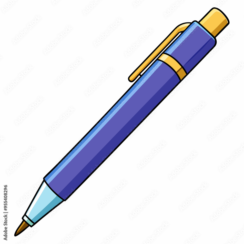 Ballpoint Pen Vector Illustration on White Background Ballpoint Pen Vector Illustration on White Background