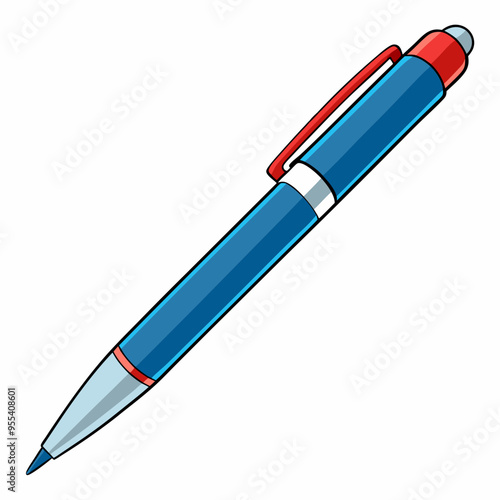 Ballpoint Pen Vector Illustration on White Background