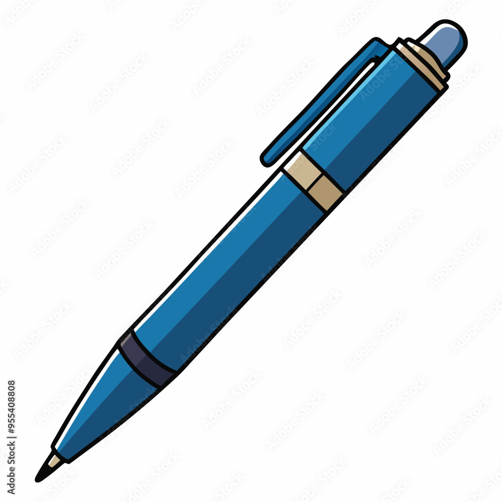 Ballpoint Pen Vector Illustration on White Background Ballpoint Pen Vector Illustration on White Background