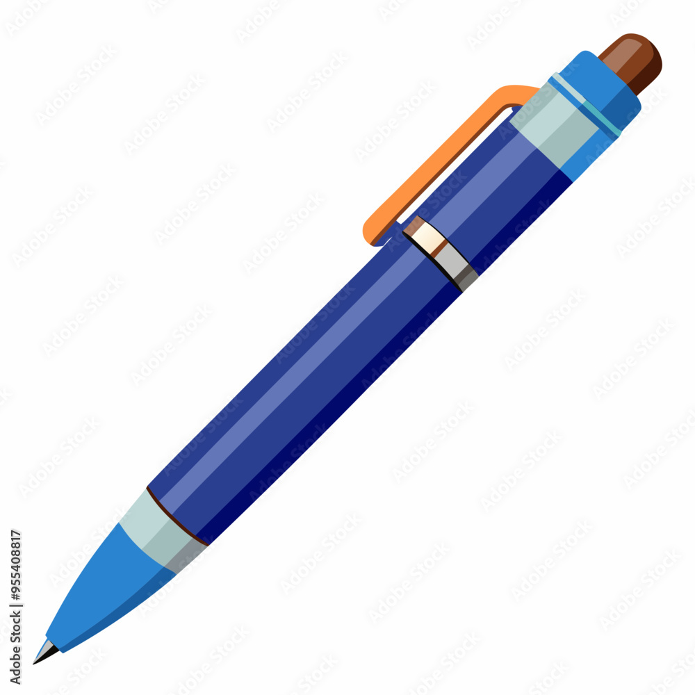 Ballpoint Pen Vector Illustration on White Background Ballpoint Pen Vector Illustration on White Background