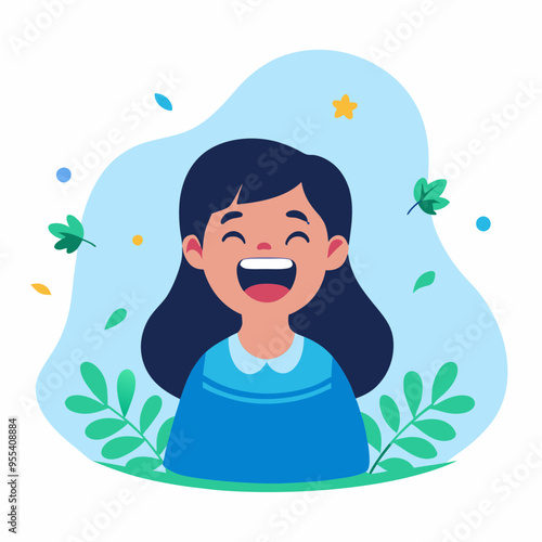 Laughing Girl, Joyful Expression, Playful Design