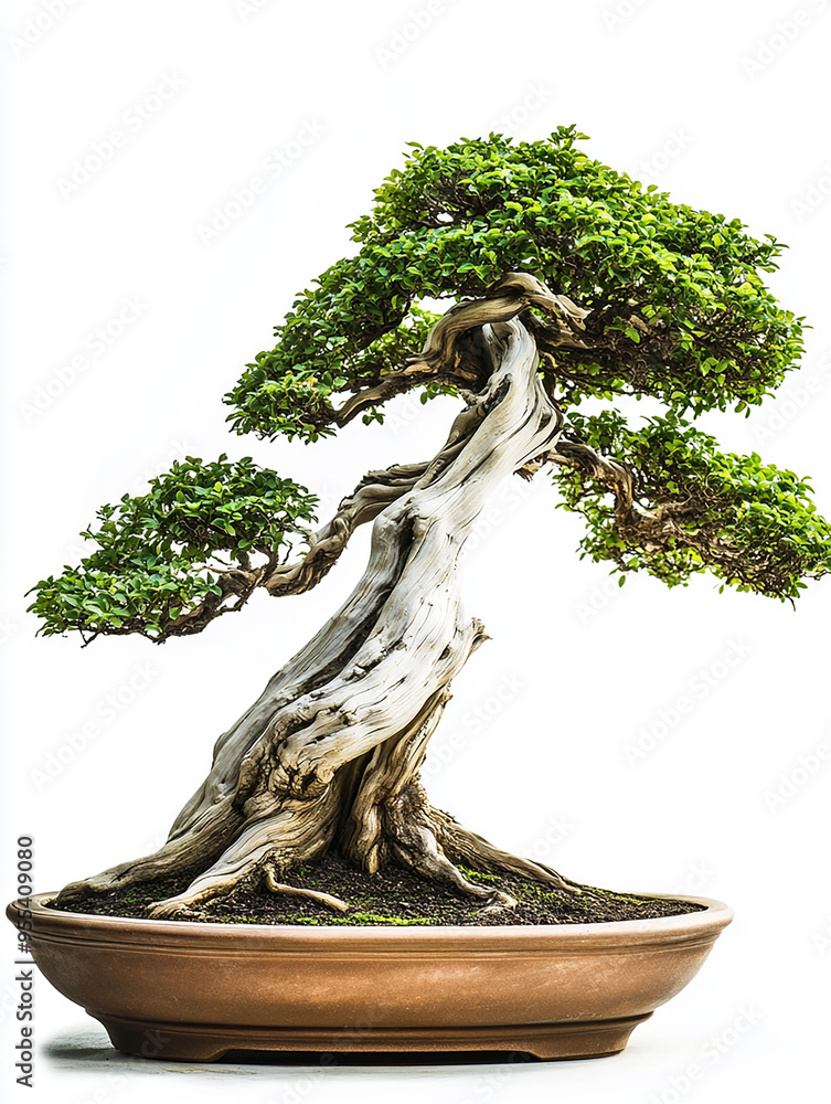 Green Old Bonsai Tree Isolated on White Background Green Old Bonsai Tree Isolated on White Background