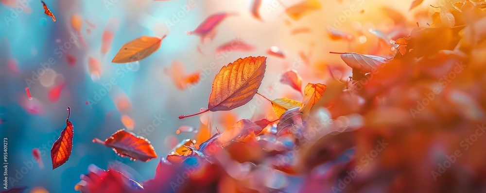 Enigmatic fascination in the dance of colorful autumn leaves, 4K hyperrealistic photo Enigmatic fascination in the dance of colorful autumn leaves, 4K hyperrealistic photo