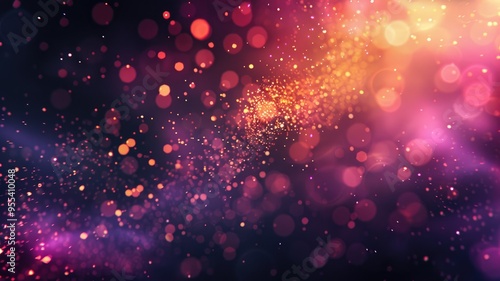 Wonderful picture of colorful light sparkling particles scattered across space background, create abstract bokeh effect perfect for designs that aim to evoke a sense of energetic and fantasy. AIG53.