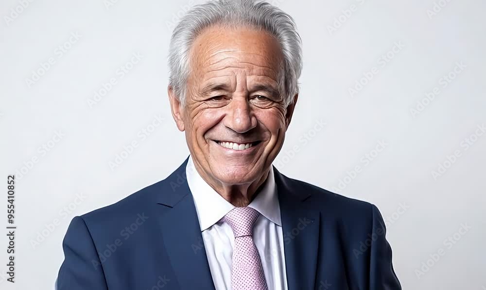 Portrait of a happy senior man smiling while standing against white background Portrait of a happy senior man smiling while standing against white background