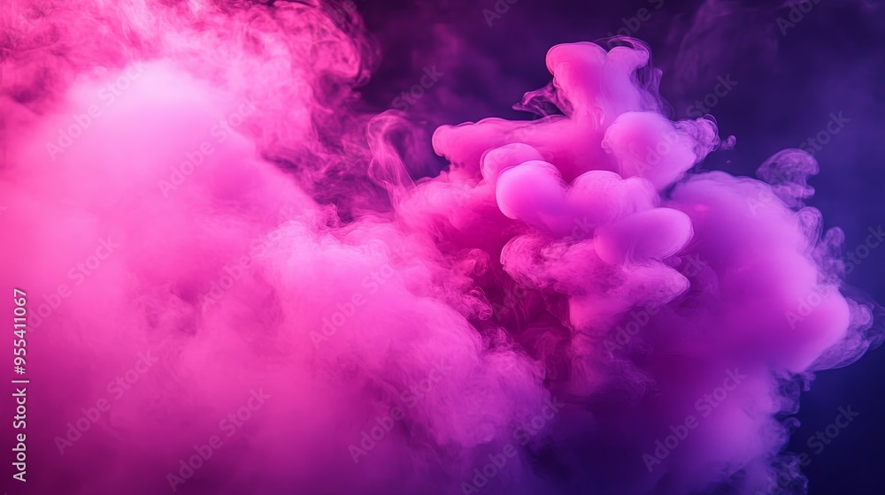 A captivating abstract image of pink and purple smoke swirling and billowing against a dark background. It evokes concepts of fantasy, mystery, energy, ethereal beauty, and the transient nature of lif A captivating abstract image of pink and purple smoke swirling and billowing against a dark background. It evokes concepts of fantasy, mystery, energy, ethereal beauty, and the transient nature of lif