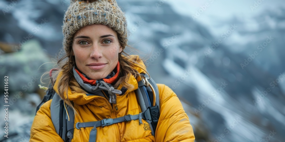 A Woman Standing on a Mountainside A Woman Standing on a Mountainside