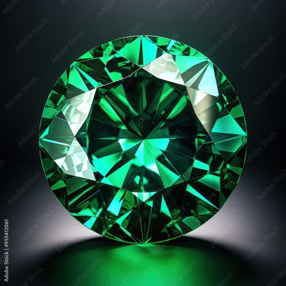 A substantial, large emerald cut emerald is carefully placed on a black surface A substantial, large emerald cut emerald is carefully placed on a black surface