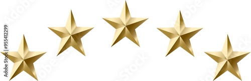 Five gold stars on a curved or circular line. High resolution.