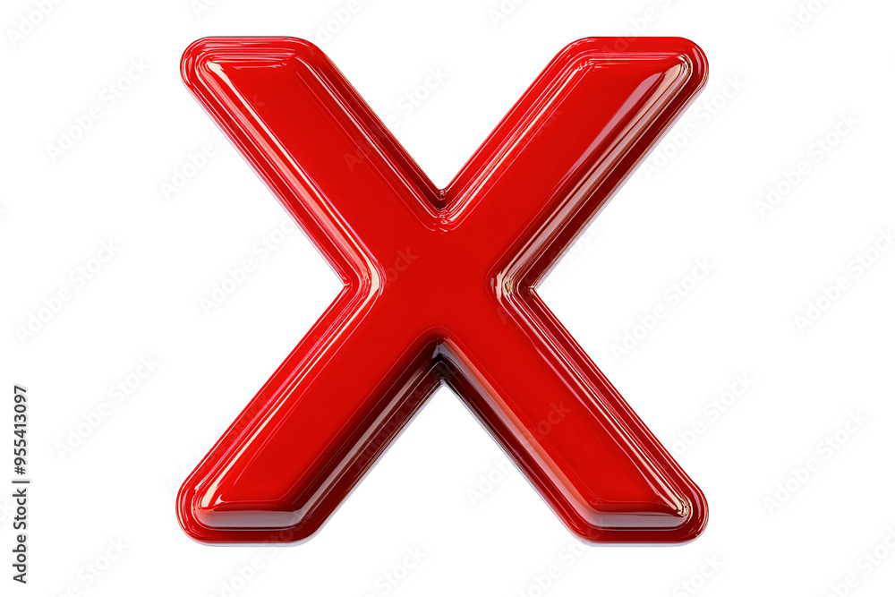 Red glossy letter X with a 3D effect. Red glossy letter X with a 3D effect.