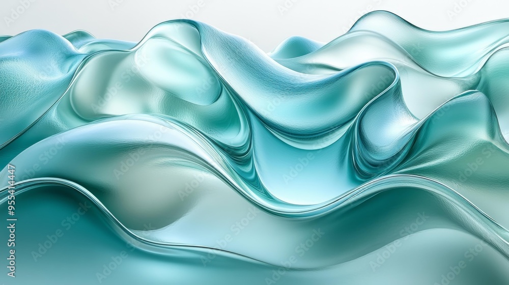 Abstract Fluid Waves in Turquoise Tones Generative AI Abstract Fluid Waves in Turquoise Tones Generative AI